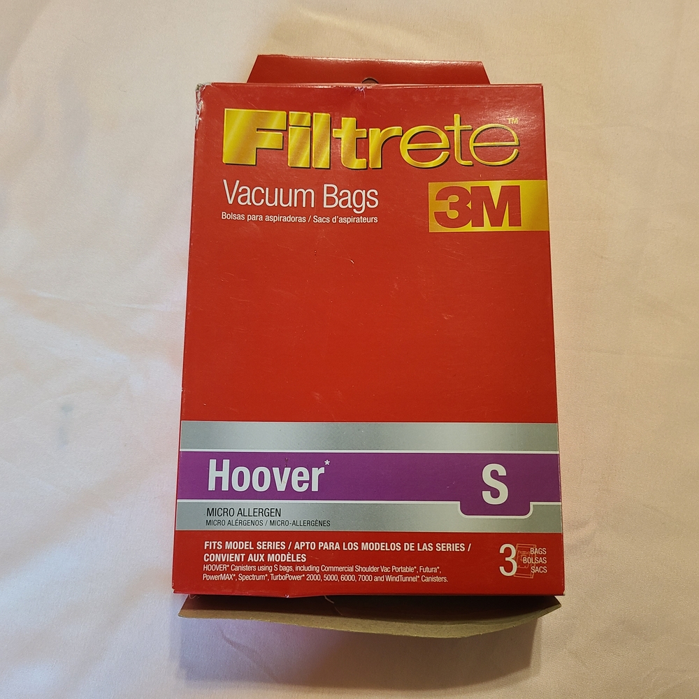Filtrete 3M Vacuum Bags Hoover Canister S Mico Allergen 3 Bags 64705A